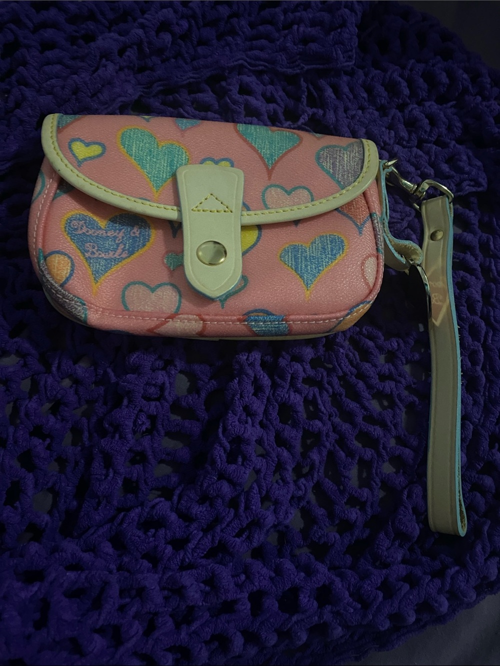 Dooney Pink Heart Print Wristlet Wallet - Women Bags